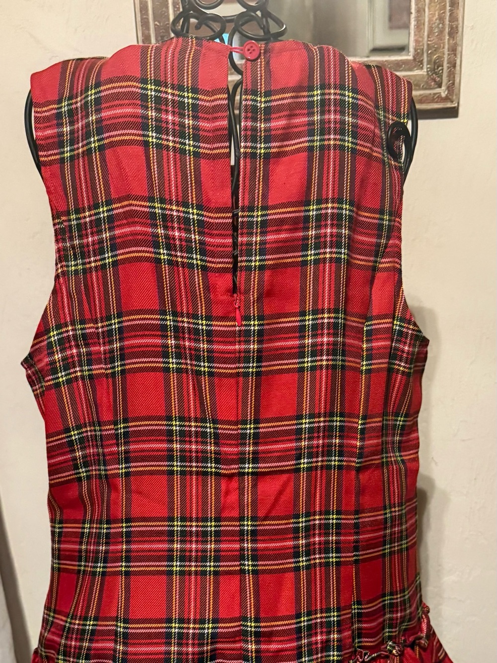 Porridge by anthropologie Red holiday Sleeveless plaid Mini Dress with Ruffle - Picture 6 of 8
